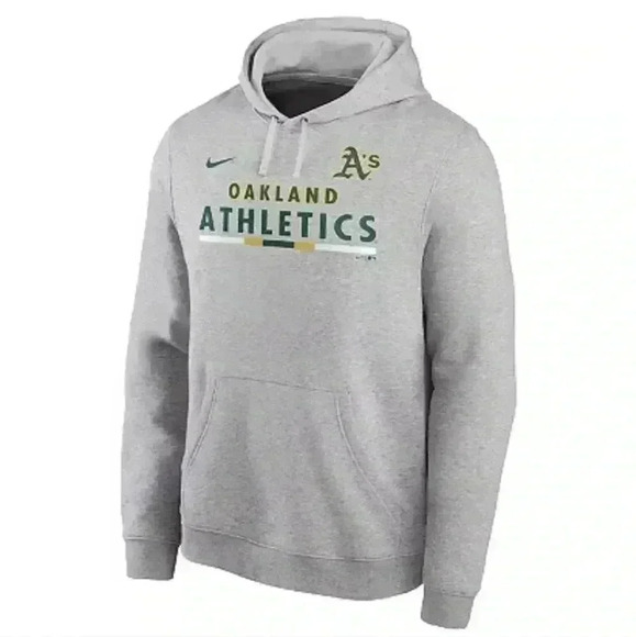 Men's Nike Gray Oakland Athletics Color Bar Club Pullover Hoodie Sz S Msrp $70 - Picture 1 of 3
